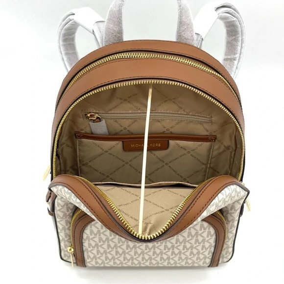 Michael Kors Jaycee Medium Zip Packet Backpack & Trifold Wallet Vanilla (NWT) - Picture 9 of 13